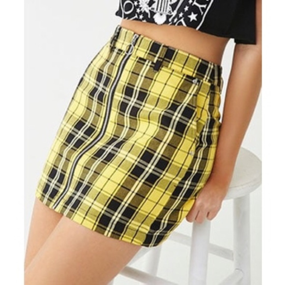 Plaid Zip-Front Mini Skirt